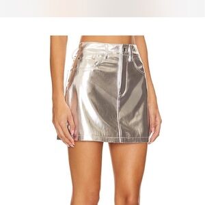 Blank NYC Shiny Silver Mini Skirt